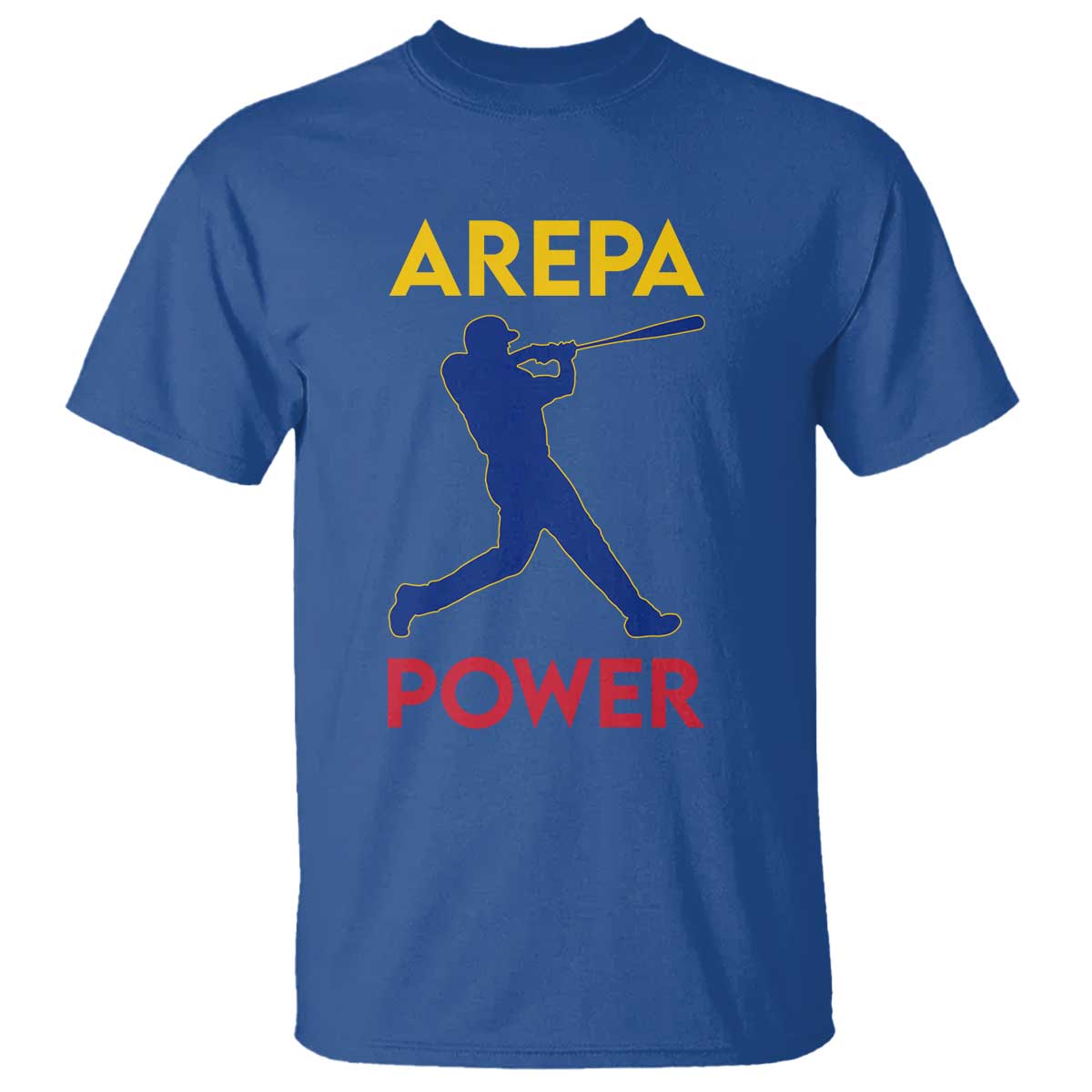 Arepa Power Baseball Batter Silhouette T Shirt Venezuelan Pride Beisbol for Baseball Fans TS02 Royal Blue Print Your Wear