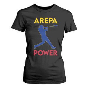 Arepa Power Baseball Batter Silhouette T Shirt For Women Venezuelan Pride Beisbol for Baseball Fans TS02 Black Print Your Wear