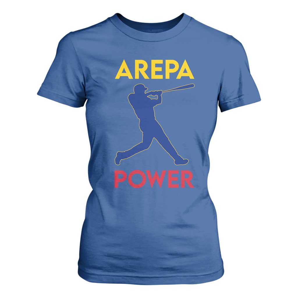 Arepa Power Baseball Batter Silhouette T Shirt For Women Venezuelan Pride Beisbol for Baseball Fans TS02 Royal Blue Print Your Wear
