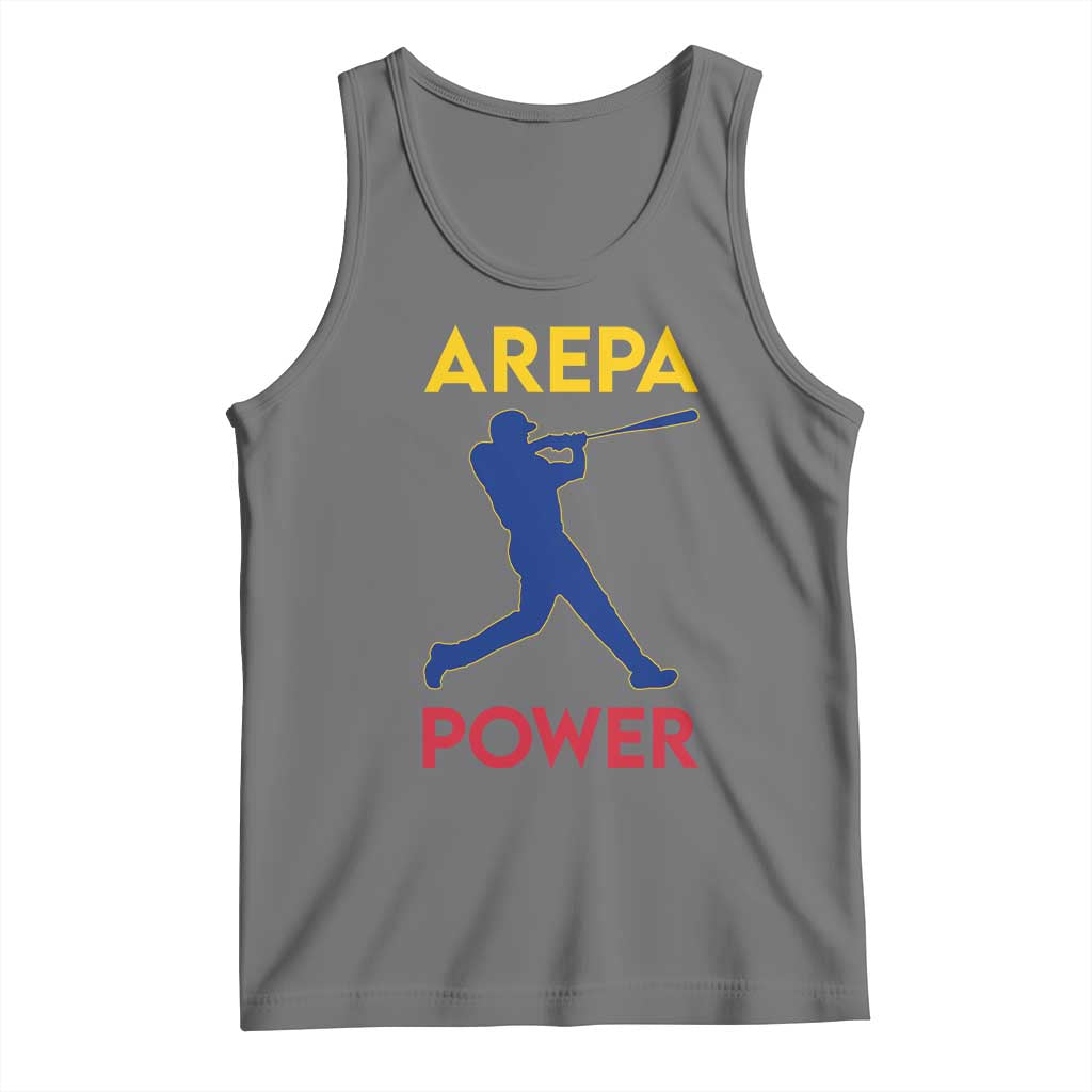 Arepa Power Baseball Batter Silhouette Tank Top Venezuelan Pride Beisbol for Baseball Fans TS02 Black Heather Print Your Wear