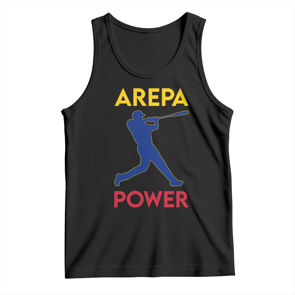 Arepa Power Baseball Batter Silhouette Tank Top Venezuelan Pride Beisbol for Baseball Fans TS02 Black Print Your Wear