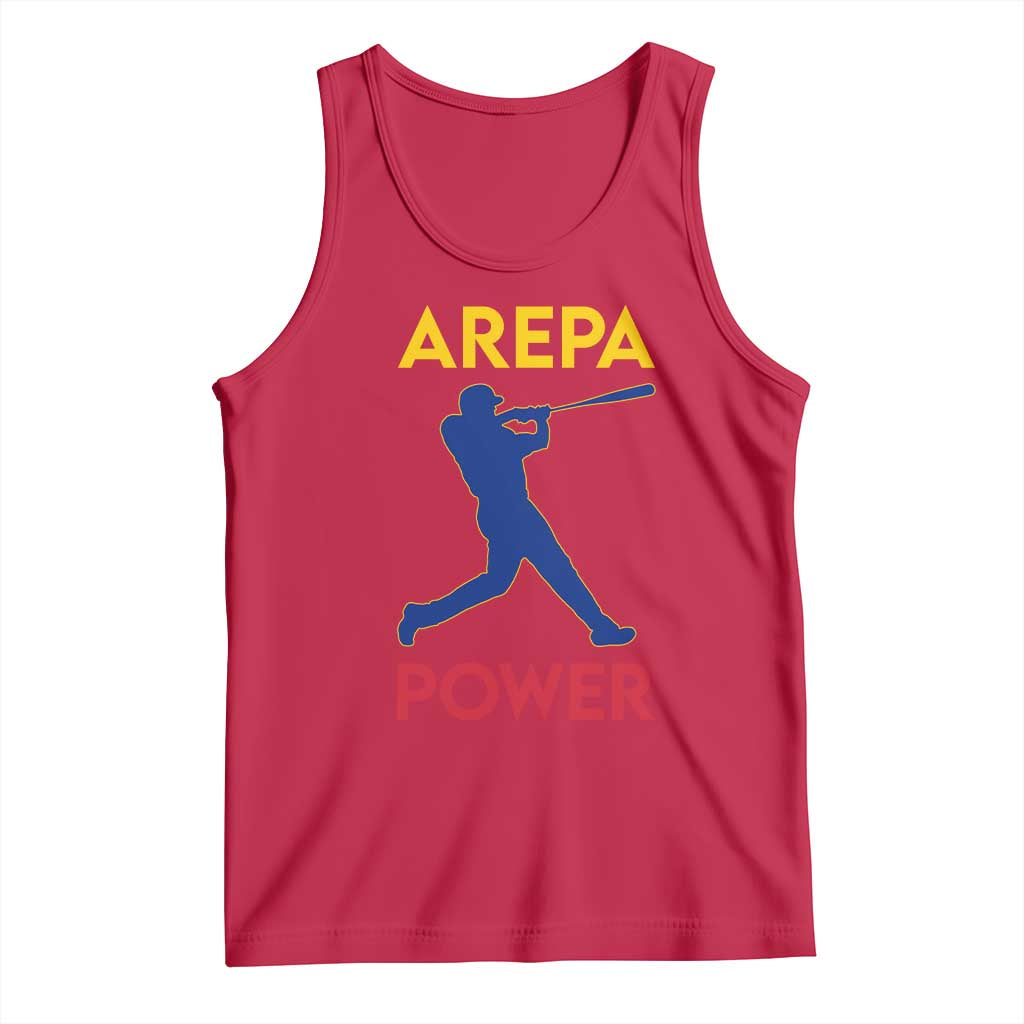 Arepa Power Baseball Batter Silhouette Tank Top Venezuelan Pride Beisbol for Baseball Fans TS02 Red Print Your Wear
