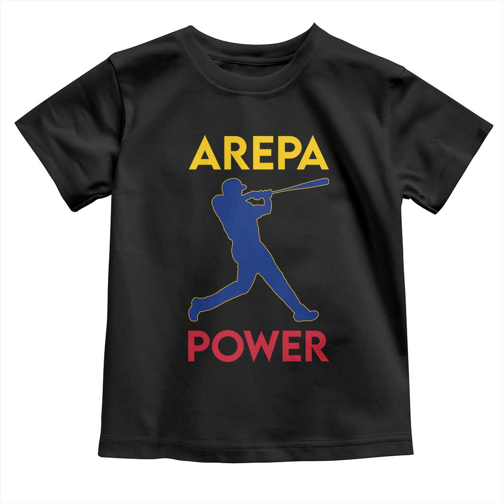 Arepa Power Baseball Batter Silhouette Toddler T Shirt Venezuelan Pride Beisbol for Baseball Fans TS02 Black Print Your Wear