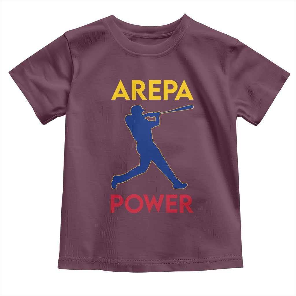 Arepa Power Baseball Batter Silhouette Toddler T Shirt Venezuelan Pride Beisbol for Baseball Fans TS02 Maroon Print Your Wear