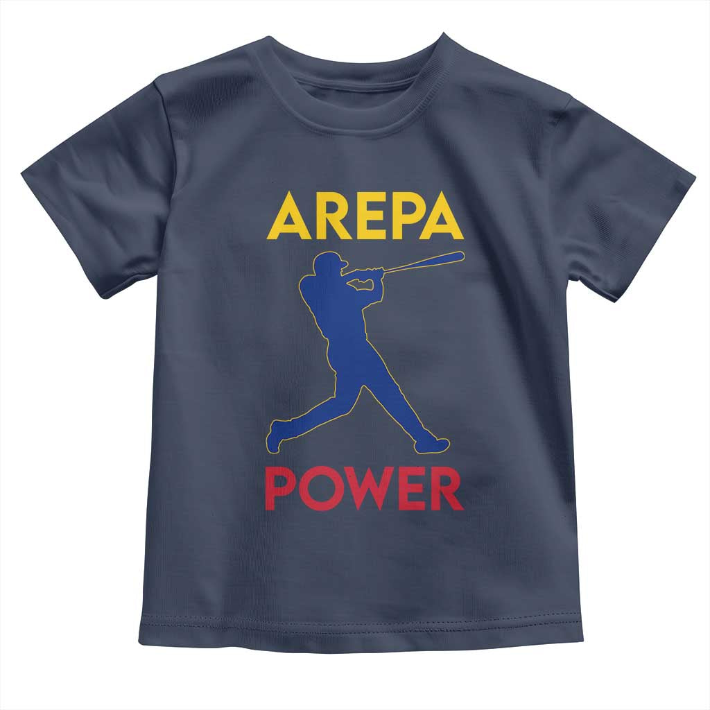 Arepa Power Baseball Batter Silhouette Toddler T Shirt Venezuelan Pride Beisbol for Baseball Fans TS02 Navy Print Your Wear