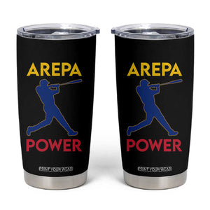 Arepa Power Baseball Batter Silhouette Tumbler Cup Venezuelan Pride Beisbol for Baseball Fans TS02 Black Print Your Wear