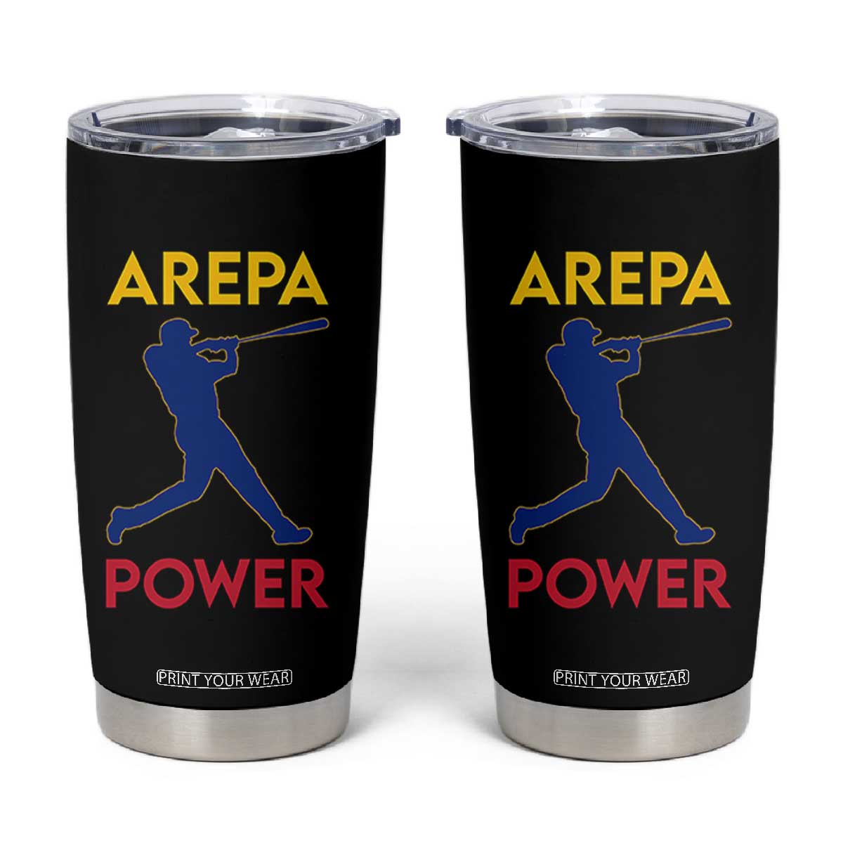 Arepa Power Baseball Batter Silhouette Tumbler Cup Venezuelan Pride Beisbol for Baseball Fans TS02 Black Print Your Wear