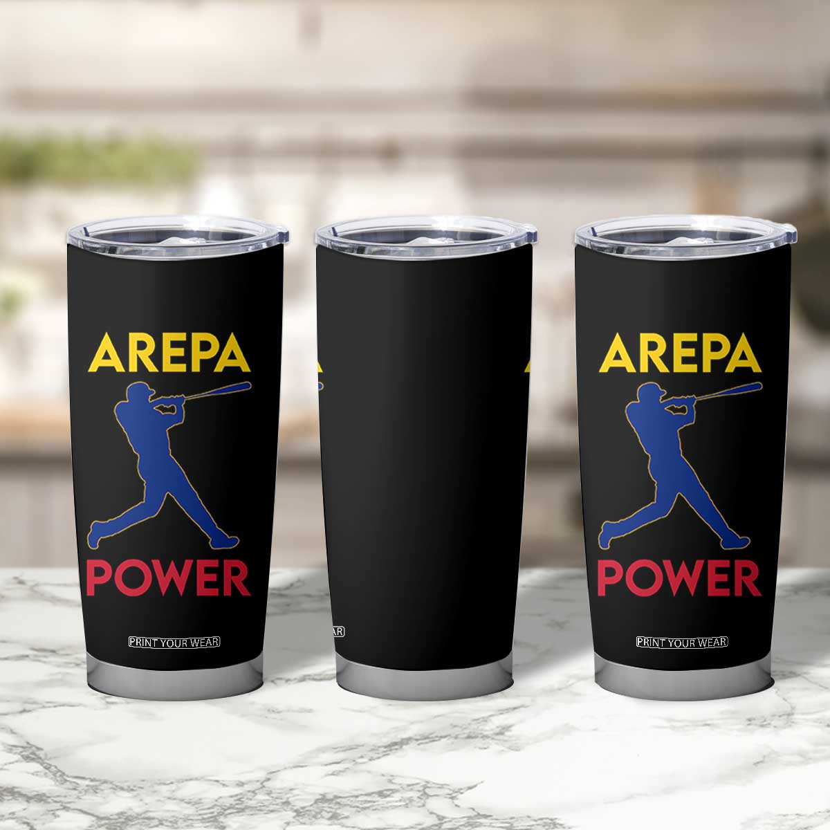 Arepa Power Baseball Batter Silhouette Tumbler Cup Venezuelan Pride Beisbol for Baseball Fans TS02 Print Your Wear
