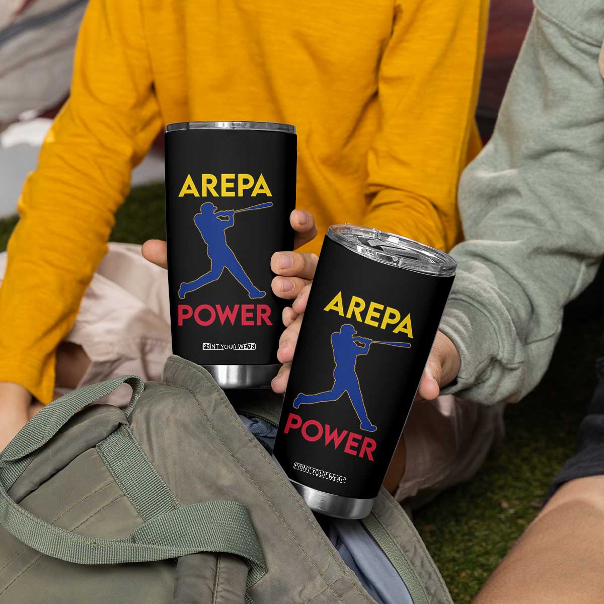Arepa Power Baseball Batter Silhouette Tumbler Cup Venezuelan Pride Beisbol for Baseball Fans TS02 Print Your Wear