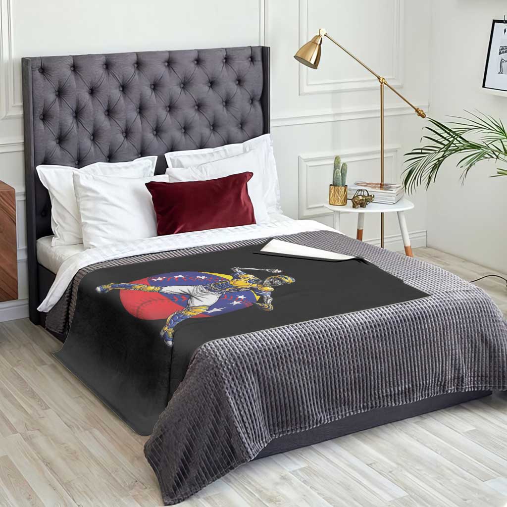 Venezuela Baseball Pitcher Skeleton Throw Blanket Venezuelan Flag Venezuela Pride Sports Fans TS02 Print Your Wear
