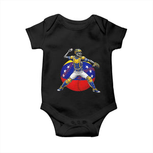 Venezuela Baseball Pitcher Skeleton Baby Onesie Venezuelan Flag Venezuela Pride Sports Fans TS02 Black Print Your Wear