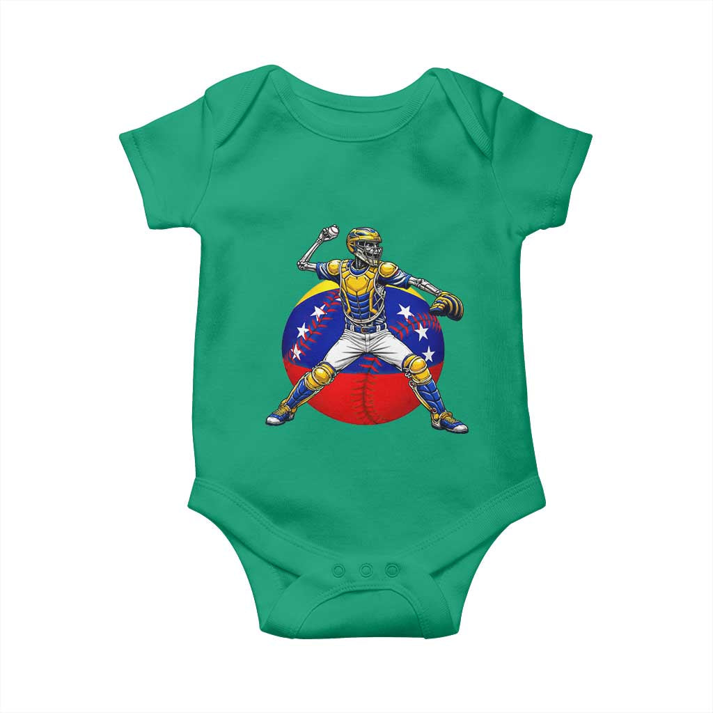 Venezuela Baseball Pitcher Skeleton Baby Onesie Venezuelan Flag Venezuela Pride Sports Fans TS02 Irish Green Print Your Wear