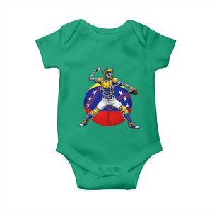 Venezuela Baseball Pitcher Skeleton Baby Onesie Venezuelan Flag Venezuela Pride Sports Fans TS02 Irish Green Print Your Wear