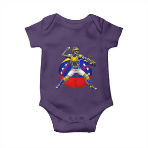 Venezuela Baseball Pitcher Skeleton Baby Onesie Venezuelan Flag Venezuela Pride Sports Fans TS02 Purple Print Your Wear