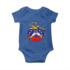 Venezuela Baseball Pitcher Skeleton Baby Onesie Venezuelan Flag Venezuela Pride Sports Fans TS02 Royal Blue Print Your Wear