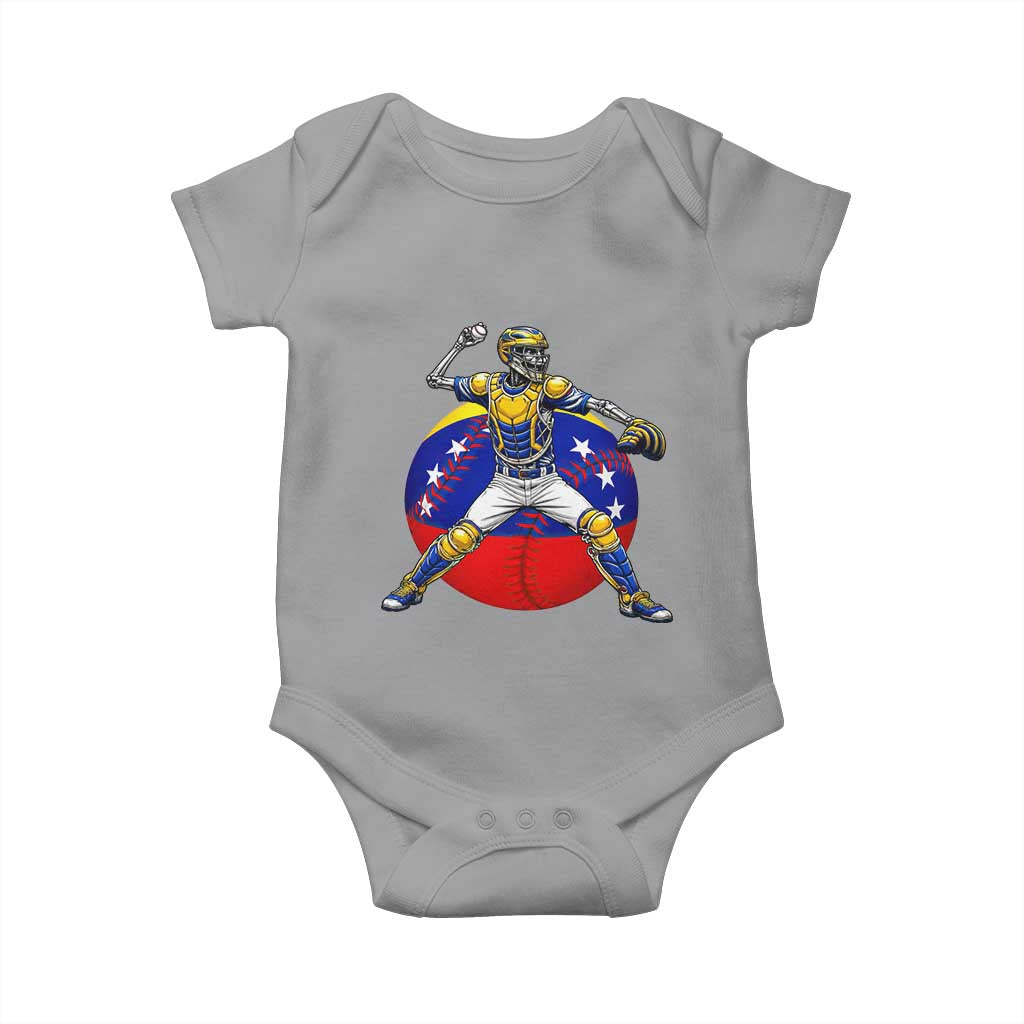 Venezuela Baseball Pitcher Skeleton Baby Onesie Venezuelan Flag Venezuela Pride Sports Fans TS02 Sport Gray Print Your Wear