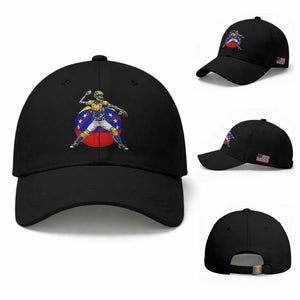 Venezuela Baseball Pitcher Skeleton Baseball Cap Venezuelan Flag Venezuela Pride Sports Fans TS02 Baseball Cap Universal Fit Black Print Your Wear