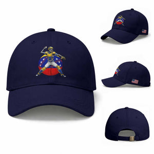 Venezuela Baseball Pitcher Skeleton Baseball Cap Venezuelan Flag Venezuela Pride Sports Fans TS02 Baseball Cap Universal Fit Navy Print Your Wear