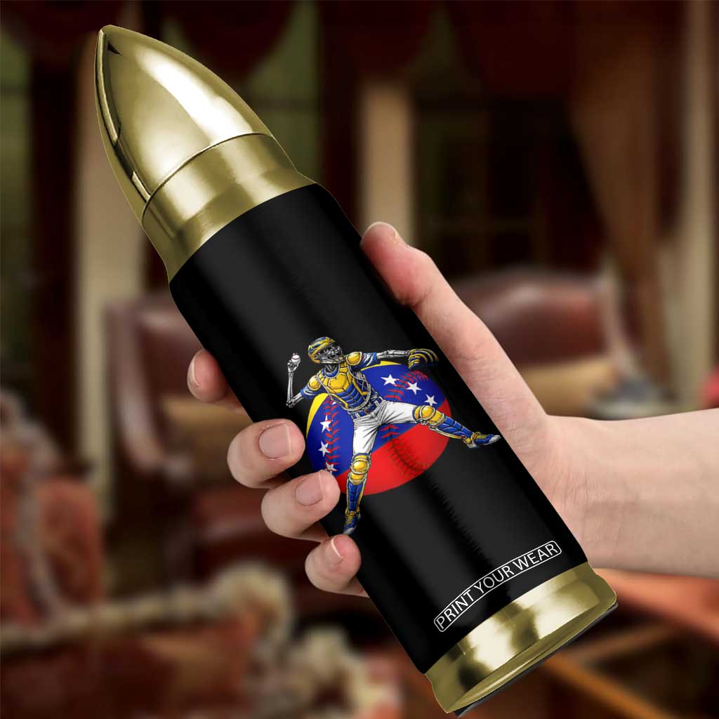 Venezuela Baseball Pitcher Skeleton Bullet Tumbler Venezuelan Flag Venezuela Pride Sports Fans TS02 Print Your Wear