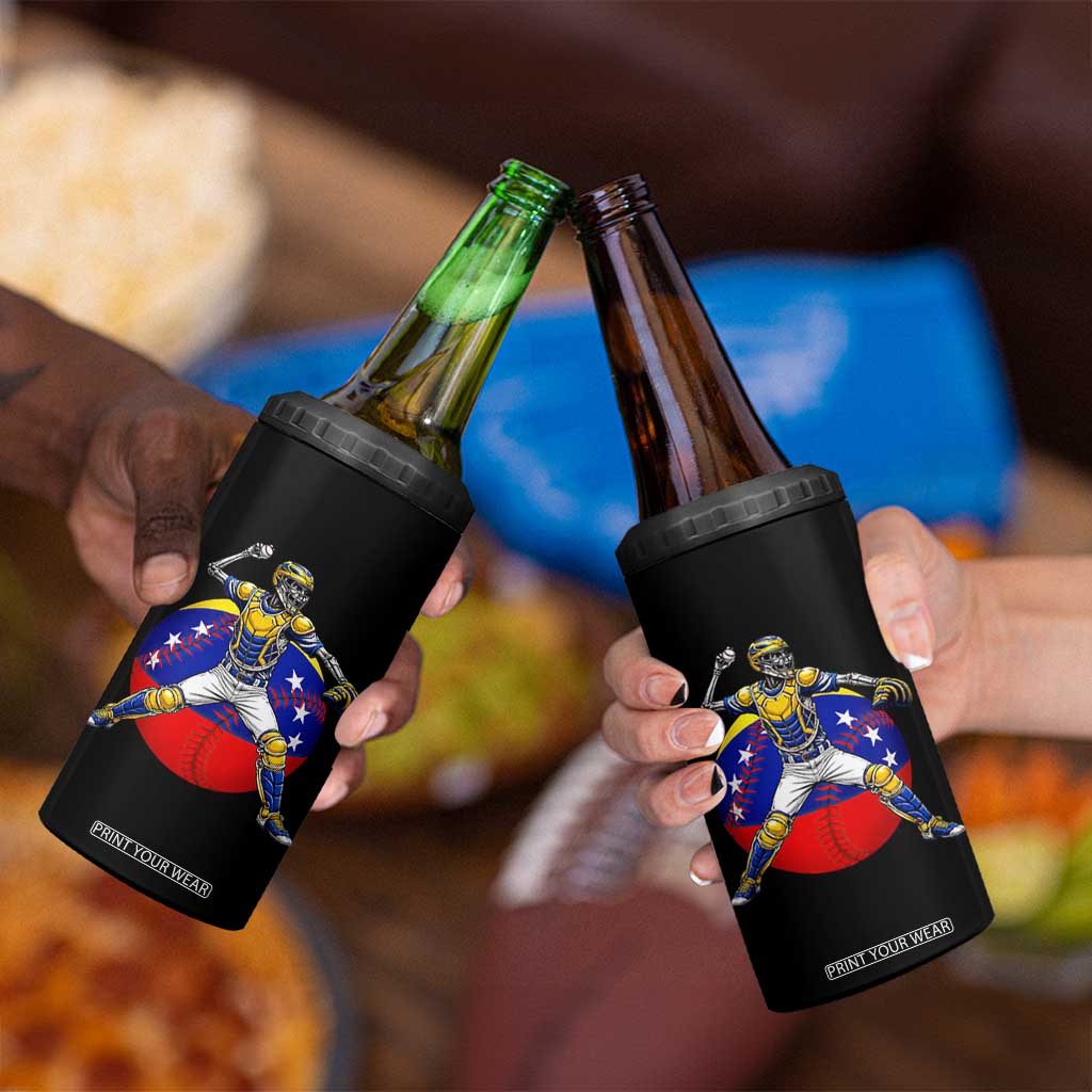 Venezuela Baseball Pitcher Skeleton 4 in 1 Can Cooler Tumbler Venezuelan Flag Venezuela Pride Sports Fans TS02 Print Your Wear