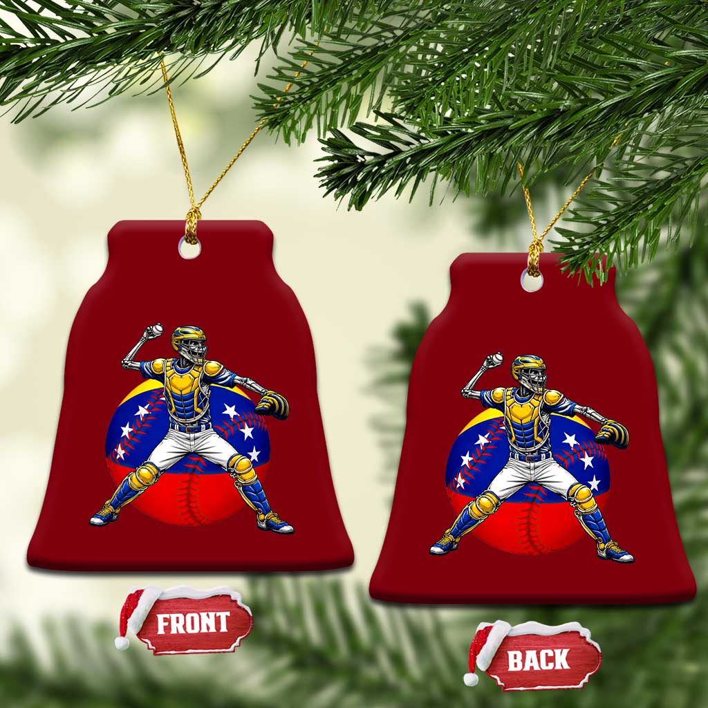 Venezuela Baseball Pitcher Skeleton Ceramic Ornament Venezuelan Flag Venezuela Pride Sports Fans TS02 Print Your Wear
