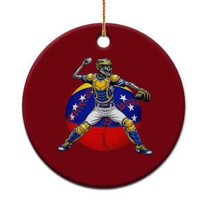 Venezuela Baseball Pitcher Skeleton Ceramic Ornament Venezuelan Flag Venezuela Pride Sports Fans TS02 1pc Red Print Your Wear