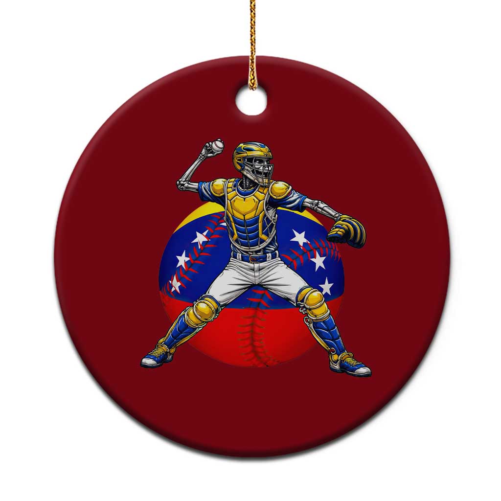 Venezuela Baseball Pitcher Skeleton Ceramic Ornament Venezuelan Flag Venezuela Pride Sports Fans TS02 1pc Red Print Your Wear