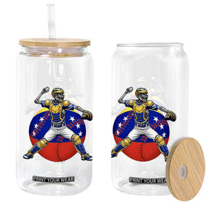 Venezuela Baseball Pitcher Skeleton Glass Can - Venezuelan Flag Venezuela Pride Sports Fans TS02 Print Your Wear