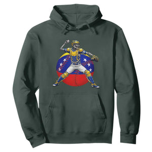 Venezuela Baseball Pitcher Skeleton Hoodie Venezuelan Flag Venezuela Pride Sports Fans TS02 Dark Forest Green Print Your Wear