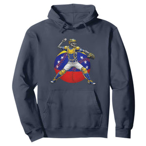 Venezuela Baseball Pitcher Skeleton Hoodie Venezuelan Flag Venezuela Pride Sports Fans TS02 Navy Print Your Wear