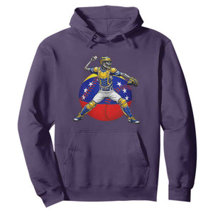 Venezuela Baseball Pitcher Skeleton Hoodie Venezuelan Flag Venezuela Pride Sports Fans TS02 Purple Print Your Wear