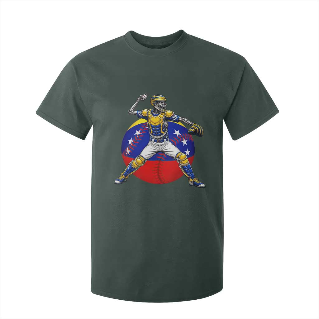 Venezuela Baseball Pitcher Skeleton T Shirt For Kid Venezuelan Flag Venezuela Pride Sports Fans TS02 Dark Forest Green Print Your Wear
