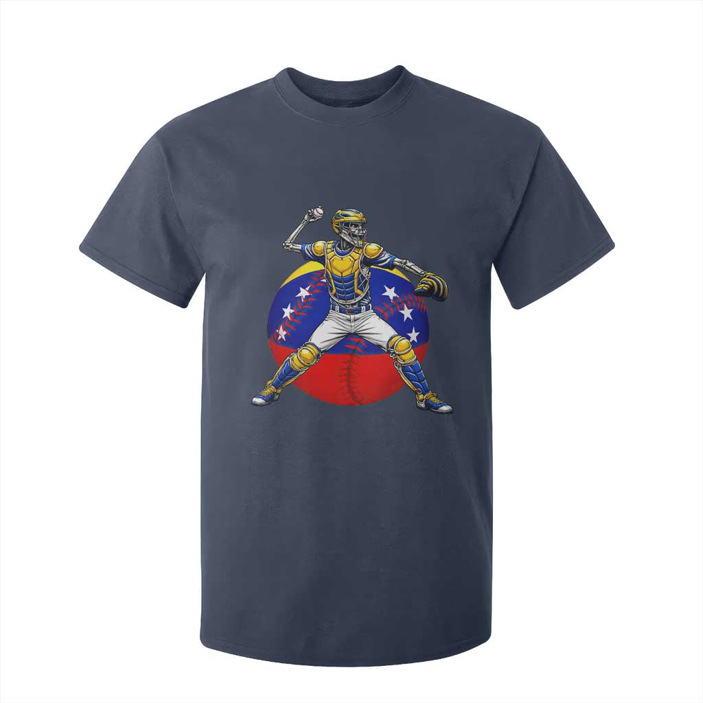 Venezuela Baseball Pitcher Skeleton T Shirt For Kid Venezuelan Flag Venezuela Pride Sports Fans TS02 Navy Print Your Wear