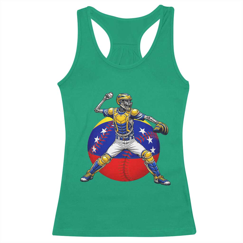 Venezuela Baseball Pitcher Skeleton Racerback Tank Top Venezuelan Flag Venezuela Pride Sports Fans TS02 Irish Green Print Your Wear