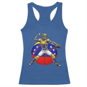 Venezuela Baseball Pitcher Skeleton Racerback Tank Top Venezuelan Flag Venezuela Pride Sports Fans TS02 Royal Blue Print Your Wear