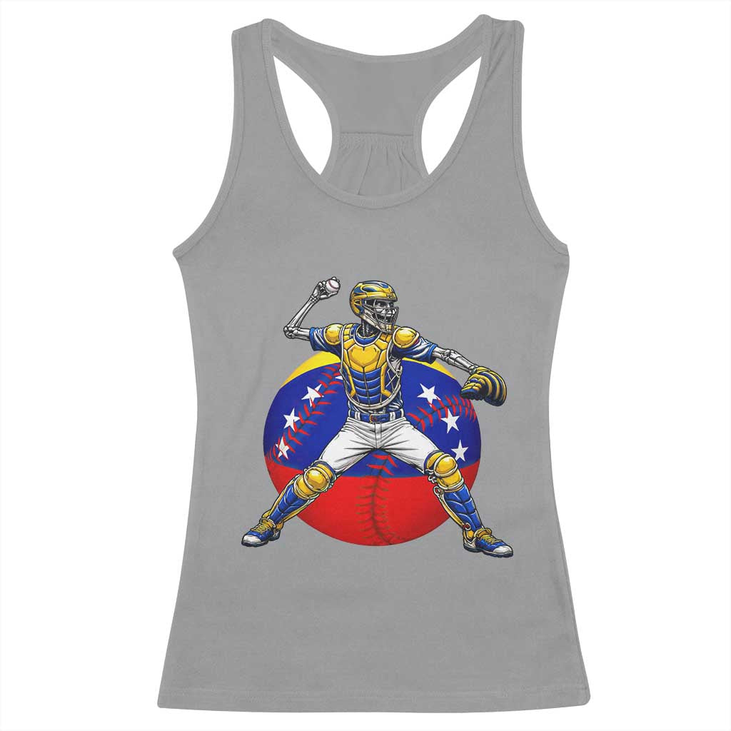 Venezuela Baseball Pitcher Skeleton Racerback Tank Top Venezuelan Flag Venezuela Pride Sports Fans TS02 Sport Gray Print Your Wear