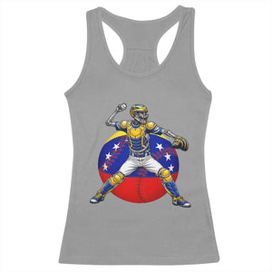 Venezuela Baseball Pitcher Skeleton Racerback Tank Top Venezuelan Flag Venezuela Pride Sports Fans TS02 Sport Gray Print Your Wear