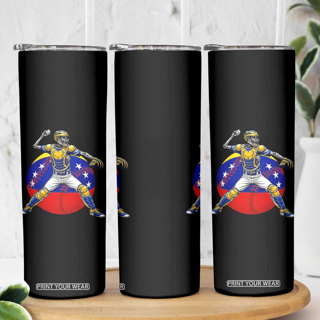 Venezuela Baseball Pitcher Skeleton Skinny Tumbler Venezuelan Flag Venezuela Pride Sports Fans TS02 Print Your Wear