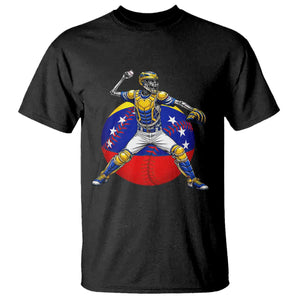 Venezuela Baseball Pitcher Skeleton T Shirt Venezuelan Flag Venezuela Pride Sports Fans TS02 Black Print Your Wear