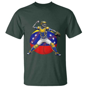 Venezuela Baseball Pitcher Skeleton T Shirt Venezuelan Flag Venezuela Pride Sports Fans TS02 Dark Forest Green Print Your Wear