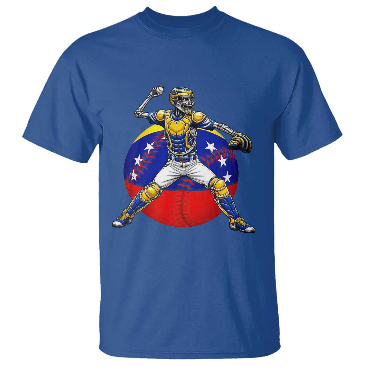 Venezuela Baseball Pitcher Skeleton T Shirt Venezuelan Flag Venezuela Pride Sports Fans TS02 Royal Blue Print Your Wear