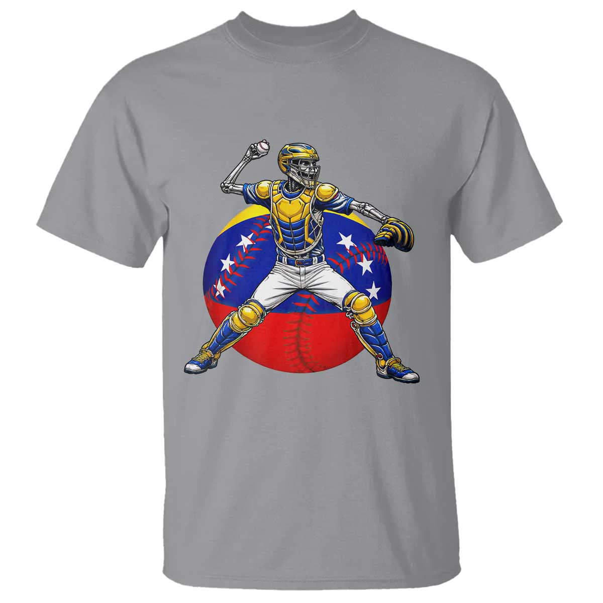 Venezuela Baseball Pitcher Skeleton T Shirt Venezuelan Flag Venezuela Pride Sports Fans TS02 Sport Gray Print Your Wear