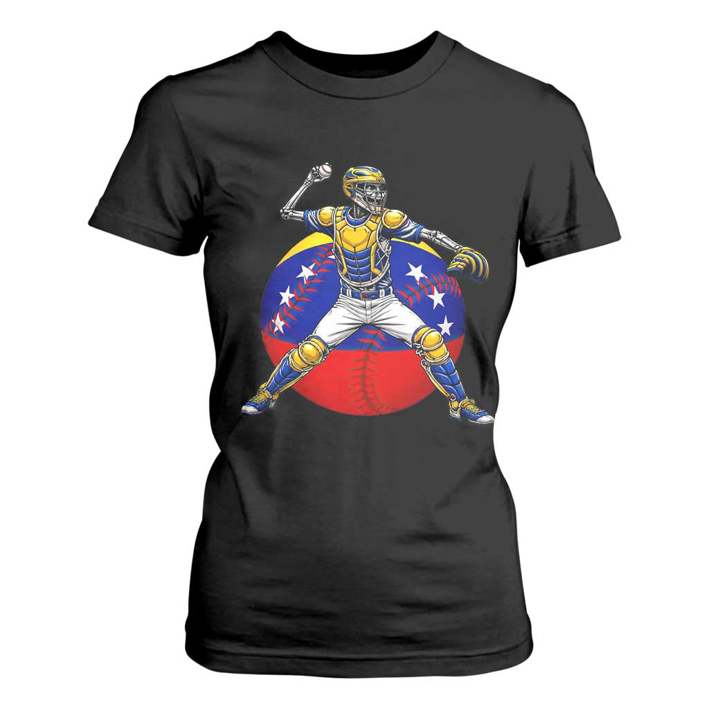 Venezuela Baseball Pitcher Skeleton T Shirt For Women Venezuelan Flag Venezuela Pride Sports Fans TS02 Black Print Your Wear