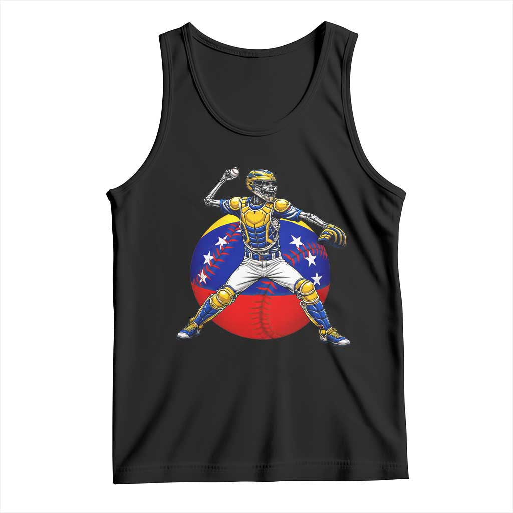 Venezuela Baseball Pitcher Skeleton Tank Top Venezuelan Flag Venezuela Pride Sports Fans TS02 Black Print Your Wear