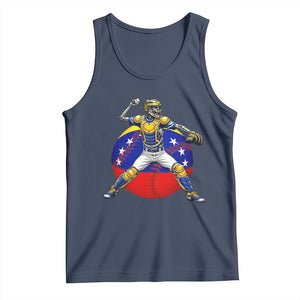 Venezuela Baseball Pitcher Skeleton Tank Top Venezuelan Flag Venezuela Pride Sports Fans TS02 Navy Print Your Wear