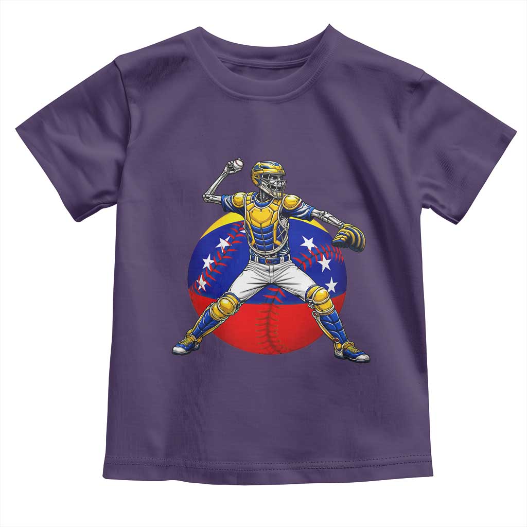 Venezuela Baseball Pitcher Skeleton Toddler T Shirt Venezuelan Flag Venezuela Pride Sports Fans TS02 Purple Print Your Wear
