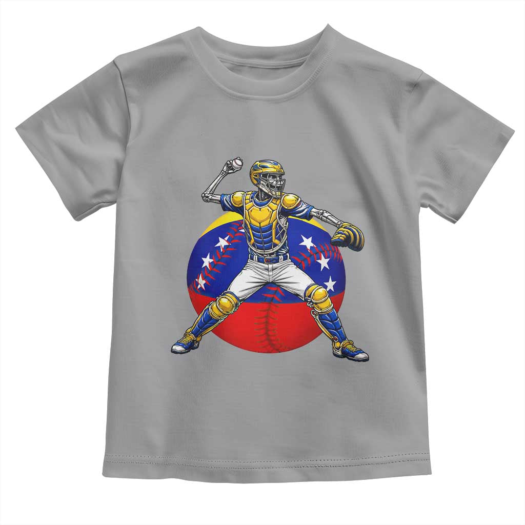 Venezuela Baseball Pitcher Skeleton Toddler T Shirt Venezuelan Flag Venezuela Pride Sports Fans TS02 Sport Gray Print Your Wear