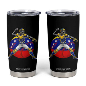 Venezuela Baseball Pitcher Skeleton Tumbler Cup Venezuelan Flag Venezuela Pride Sports Fans TS02 Black Print Your Wear