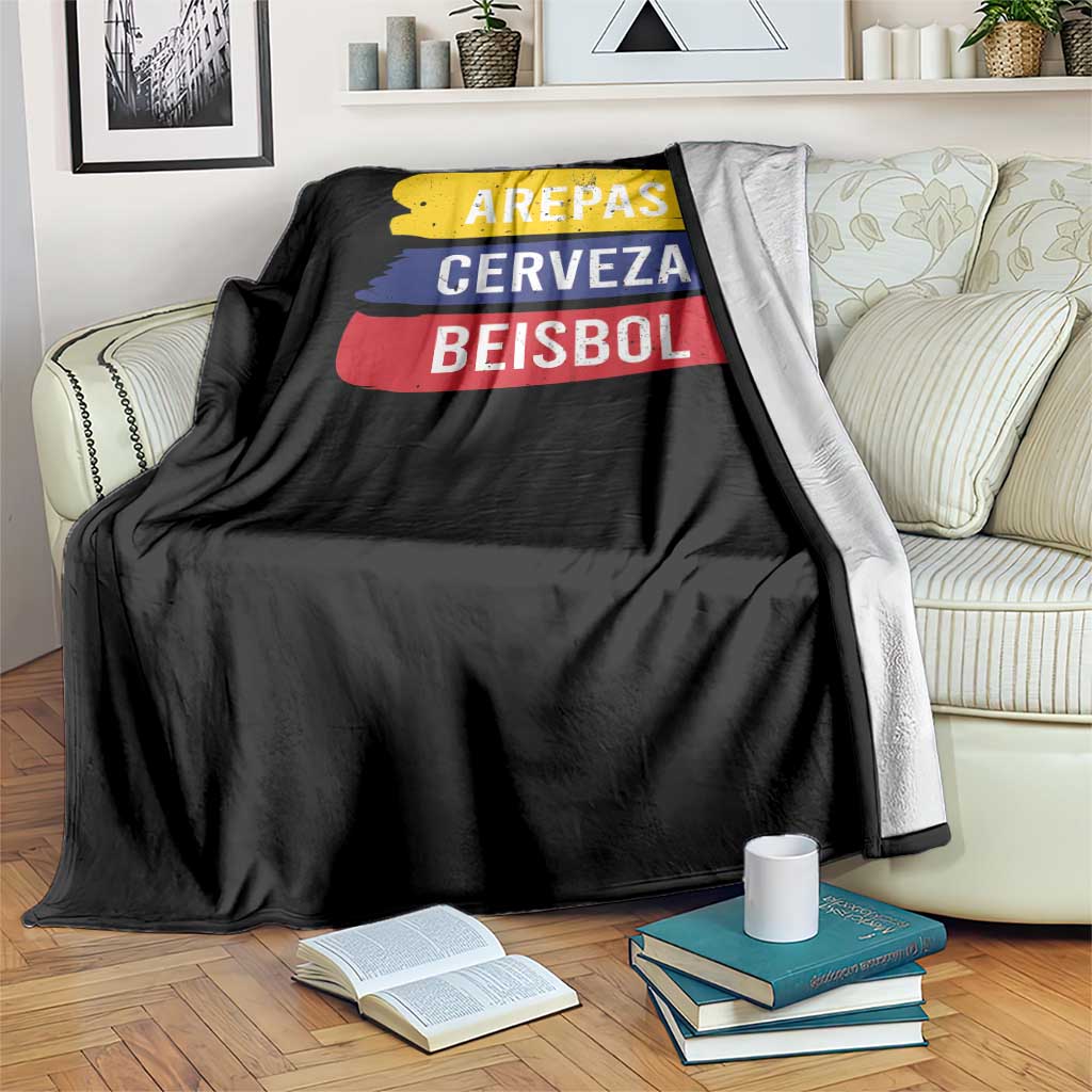 Arepas Cerveza Beisbol Venezuela Things Throw Blanket Funny Latino Food Beer and Baseball Pride TS02 Print Your Wear