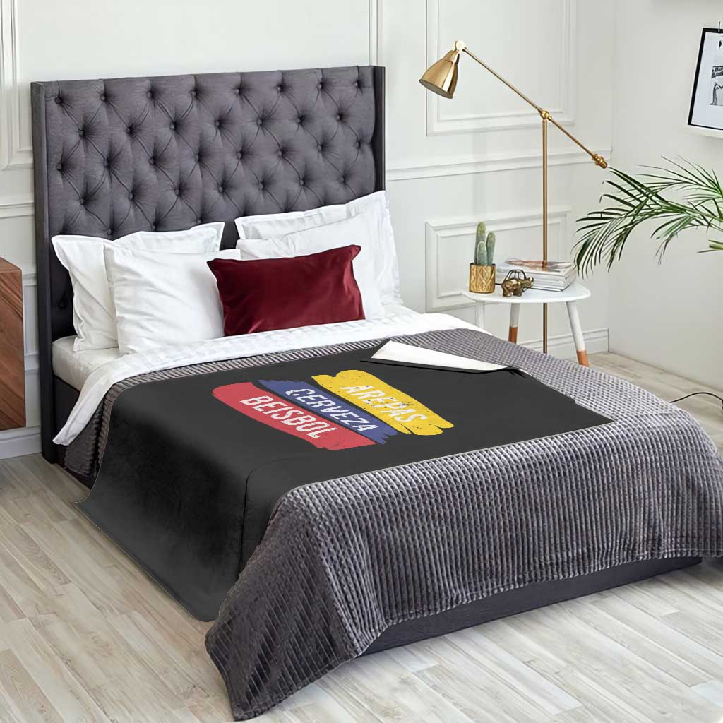 Arepas Cerveza Beisbol Venezuela Things Throw Blanket Funny Latino Food Beer and Baseball Pride TS02 Print Your Wear